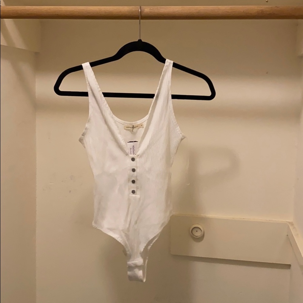Low cut button up bodysuit